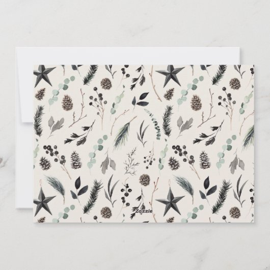 Zwarte moderne scandinavische elegante kerstfoto feestdagenkaart (Achterkant)