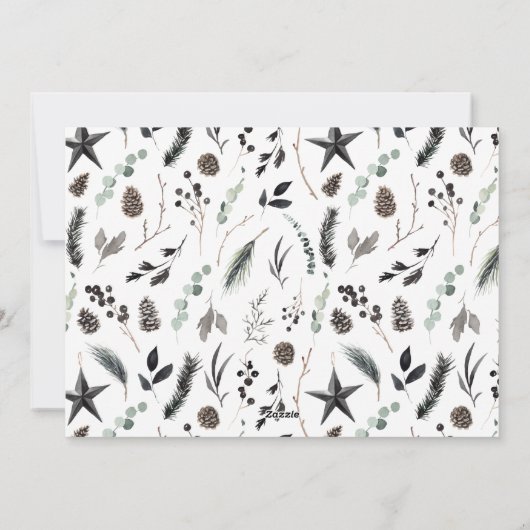 Zwarte moderne scandinavische elegante kerstfoto feestdagenkaart (Achterkant)