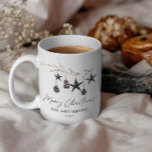 Zwarte moderne scandinavische elegante kerstfoto mok