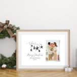 Zwarte moderne scandinavische elegante kerstfoto perfect poster<br><div class="desc">Zwart modern stijlvol rustiek waterverf beige natuurlijke Scandinavische eigentijdse gedempte kleuren beige,  zwart-wit foto vakantie kersthuis decor poster.</div>