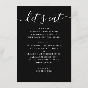 Zwarte moderne script bruiloft Minimalistische c Menu