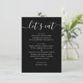 Zwarte moderne script bruiloft | Minimalistische c Menu (Staand voorkant)