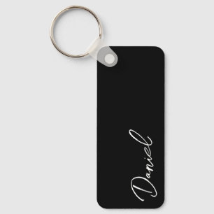 Zwarte Moderne Script Gepersonaliseerde Naam Sleutelhanger