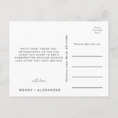 Zwarte moderne script huwelijks dankkaart briefkaart (Achterkant)