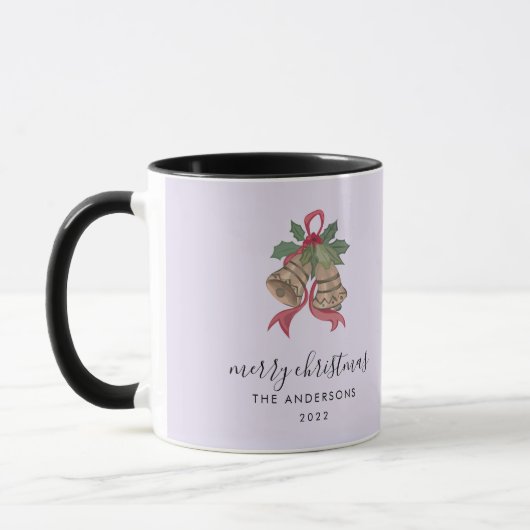 Zwarte moderne script Kerst foto mok (Links)