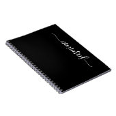 Zwarte moderne script monogram naam notitieboek vo (Rechterzijde)