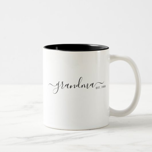 Zwarte moderne script Oma gevestigd Tweekleurige Koffiemok (Rechts)