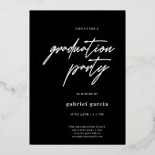 Zwarte moderne script uitnodiging voor eindexamenf (Achterkant)