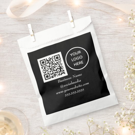 Zwarte moderne sociale media QR-code zakelijke log Bedankzakje (Geknipt)