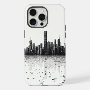 Zwarte moderne stadslandschap stedelijke architect iPhone 15 pro max case