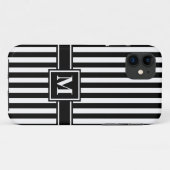 Zwarte Moderne streep met monogram Case-Mate iPhone Case (Achterkant (horizontaal))
