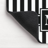 Zwarte Moderne streep met monogram Muismat (Hoek)