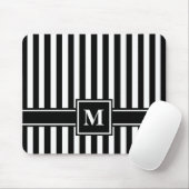 Zwarte Moderne streep met monogram Muismat (Met muis)