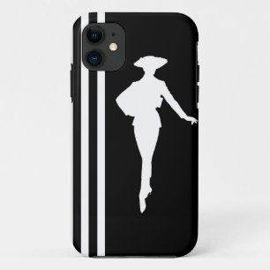 Zwarte moderne strepen met Mode Silhouette iPhone 11 Hoesje