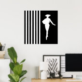 Zwarte moderne strepen met Mode Silhouette Poster (Thuiskantoor)
