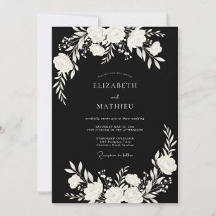 Zwarte Moderne Trouwdag met een Strak Design Kaart