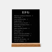 Zwarte moderne trouwgast namen zitplaatskaart acryl bord (Voorkant)