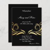 Zwarte moderne trouwuitnodiging aankondiging (Voorkant / Achterkant)