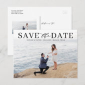 Zwarte Moderne Typografie Foto Opslaan Datum Aankondigingskaart (Voorkant / Achterkant)