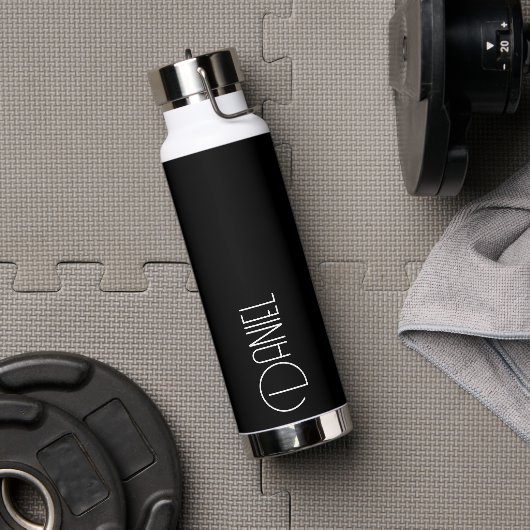 Zwarte moderne typografie gepersonaliseerd waterfles (Gym)