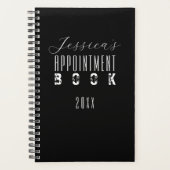 Zwarte Moderne Typografie Minimalistische Benoemin Planner (Voorkant)