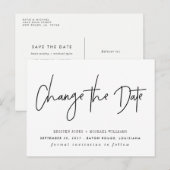 Zwarte Moderne Verander de Datum Aankondigingskaart (Voorkant / Achterkant)