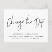 Zwarte Moderne Verander de Datum Aankondigingskaart (Voorkant)