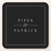 Zwarte moderne weddenschappen kartonnen onderzetters (Voorkant)