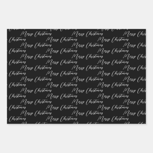 Zwarte & moderne witte kerstboom inpakpapier vel (Voorkant)