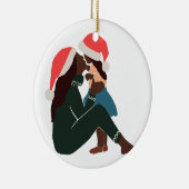 Zwarte moeder/dochter Kerstmis Keramisch Ornament (Rechts)