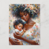 Zwarte moeder en Baby dochter Floral Art Briefkaart (Voorkant)