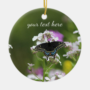 Zwarte moerasvlinder keramisch ornament