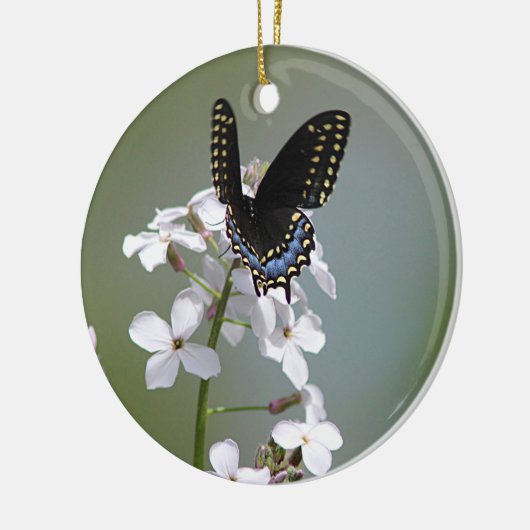 Zwarte moerasvlinder keramisch ornament (Links)