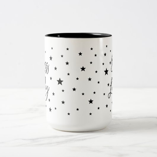 Zwarte mok met een zwarte ster met tweetone koffie (Center)