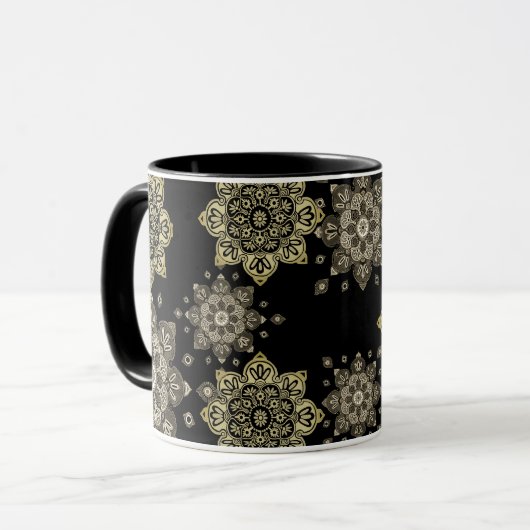 Zwarte Mok met gouden medailles (Voorkant links)