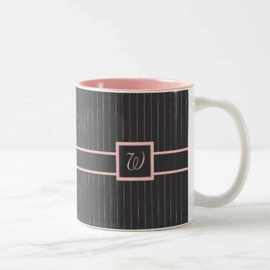 Zwarte mok met roze strepen (Rechts)