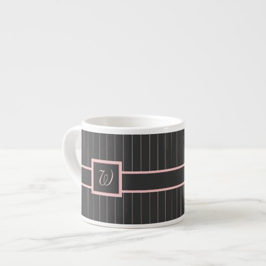 Zwarte mok met roze strepen (Links)