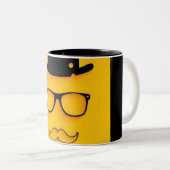Zwarte Mok met Stokfiguur Patroon | Grappig Minima (Voorkant rechts)