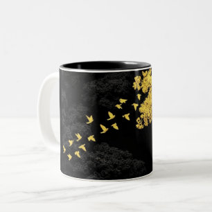 Zwarte Mok met Stokfiguur Patroon   Grappig Minima
