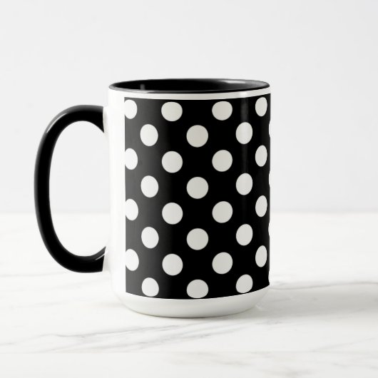 Zwarte Mok stijlvolle Big White poka Dots (Links)