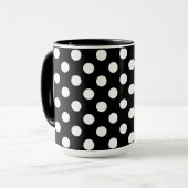 Zwarte Mok stijlvolle Big White poka Dots (Voorkant links)