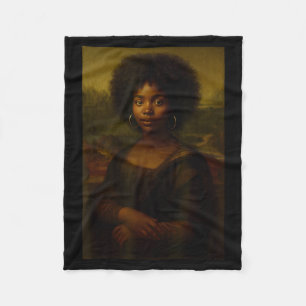 Zwarte Mona Lisa Afro Afro-Amerikaans Melanine Zwa Fleece Deken