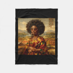 Zwarte Mona Lisa Afro Afro-Amerikaans Zwarte Gesch Fleece Deken