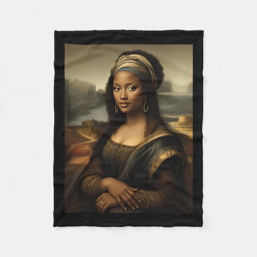 Zwarte Mona Lisa Afro-Amerikaanse zwarte geschiede Fleece Deken (Voorkant)