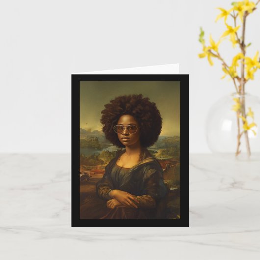 Zwarte Mona Lisa Afro-Amerikaanse zwarte geschiede Kaart (Gele Bloem)