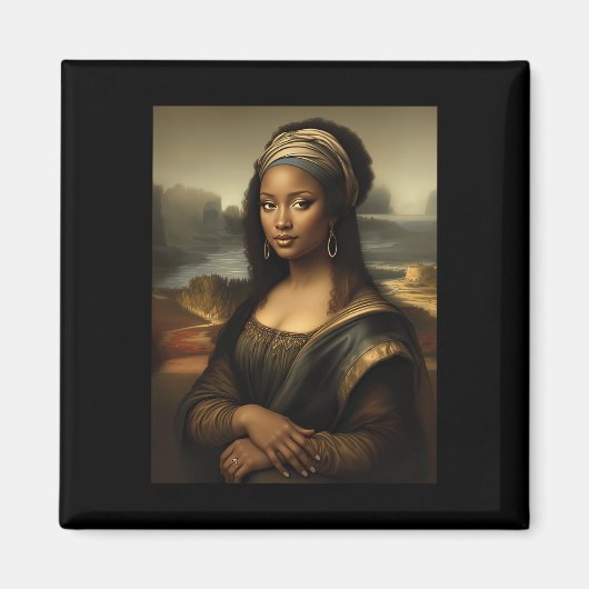 Zwarte Mona Lisa Afro-Amerikaanse zwarte geschiede Magneet (Voorkant)