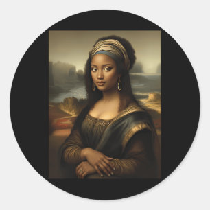 Zwarte Mona Lisa Afro-Amerikaanse zwarte geschiede Ronde Sticker