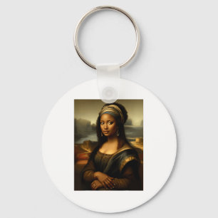 Zwarte Mona Lisa Afro-Amerikaanse Zwarte Geschiede Sleutelhanger