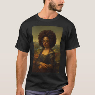 Zwarte Mona Lisa Afro-Amerikaanse zwarte geschiede T-shirt