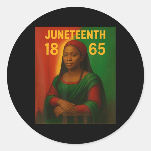 Zwarte Mona Lisa Graphic Afro-Amerikaanse juni Ronde Sticker (Voorkant)